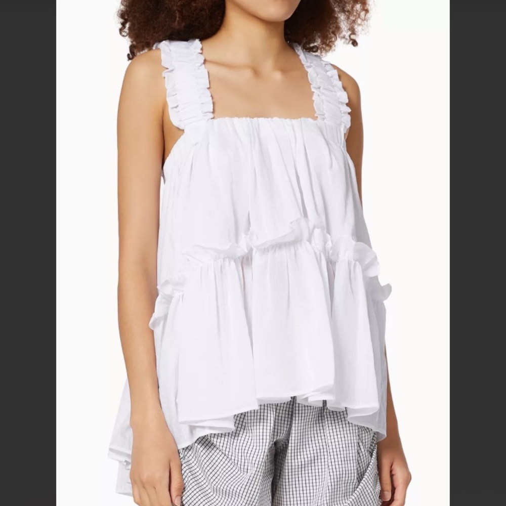 Women's Ruffled White Top - Picture 4 of 14